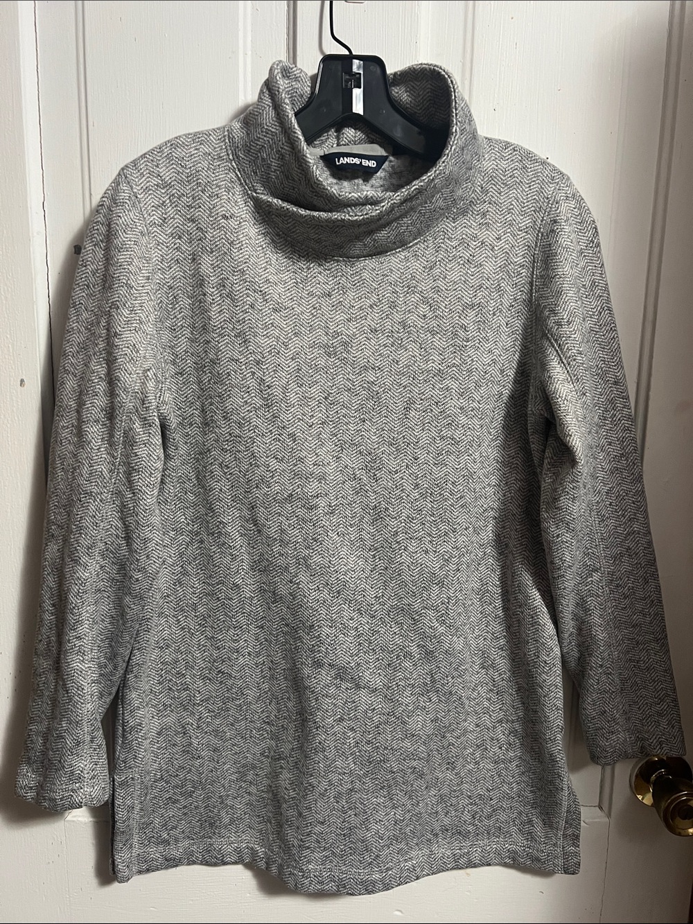 Lands' End Heathered Gray Cowl Neck Sweater